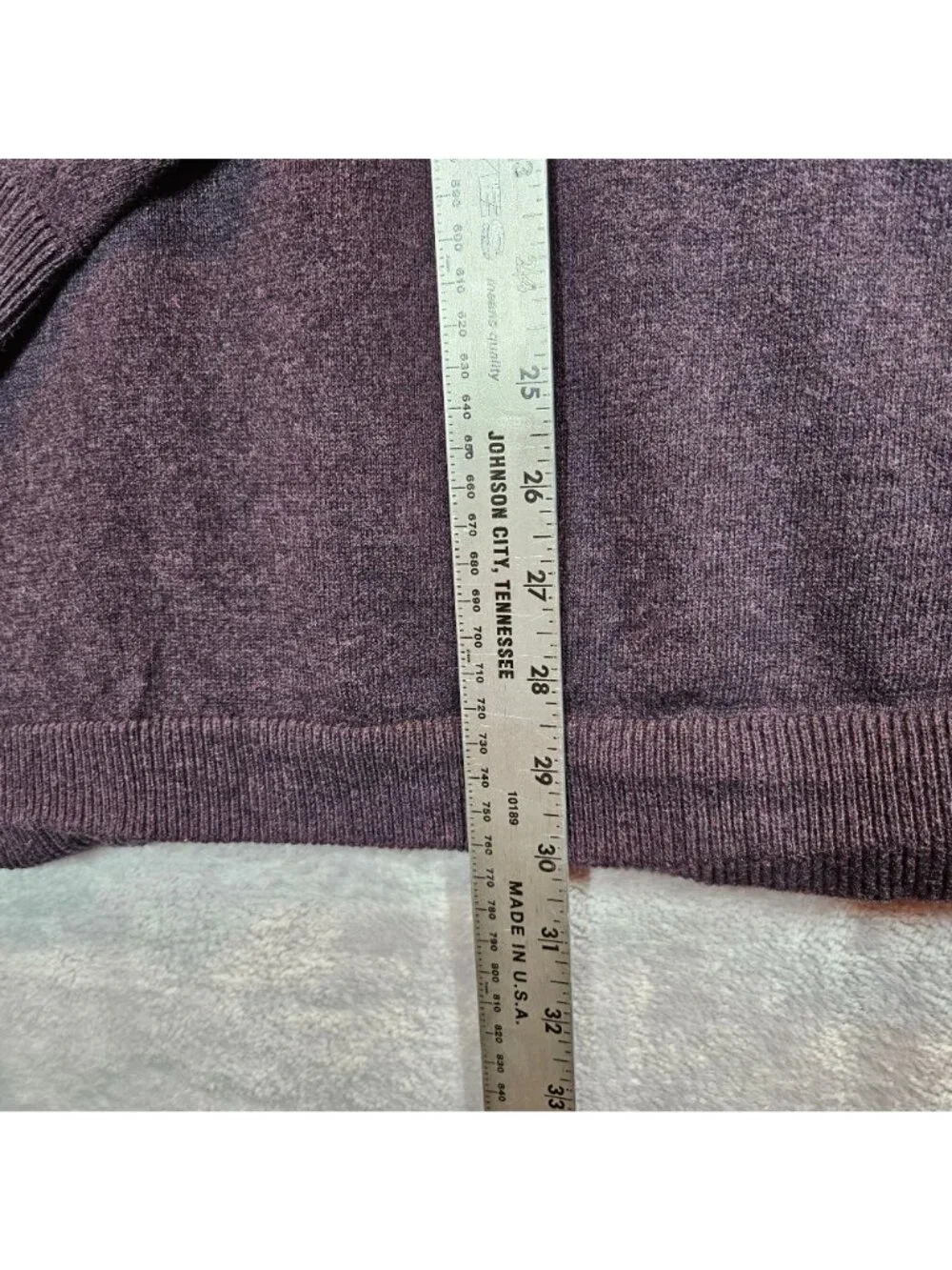 Eddie Bauer Mens Cotton Cashmere V-Neck Sweater XL Purple Long Sleeve Career